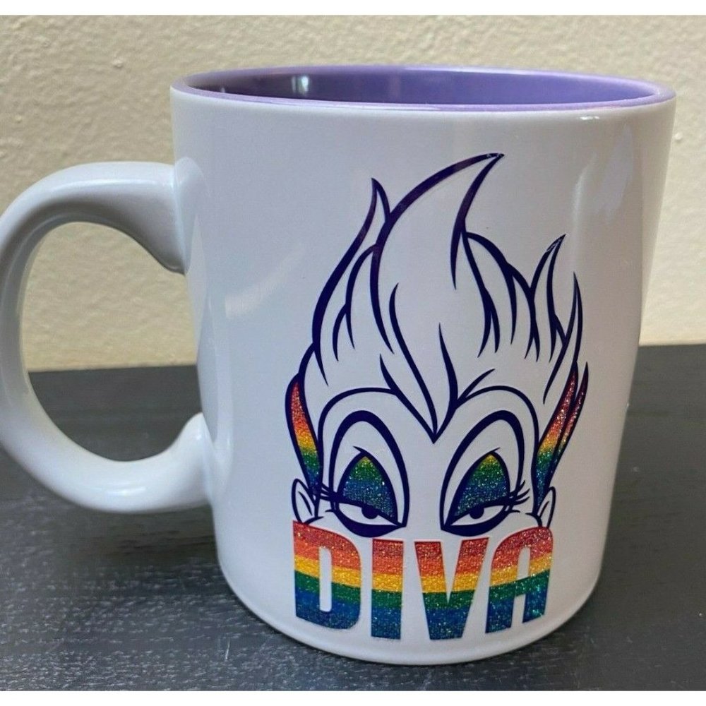 Disney Rainbow Collection Glitter Ursula Diva Ceramic Mug 20oz Little Mermaid
